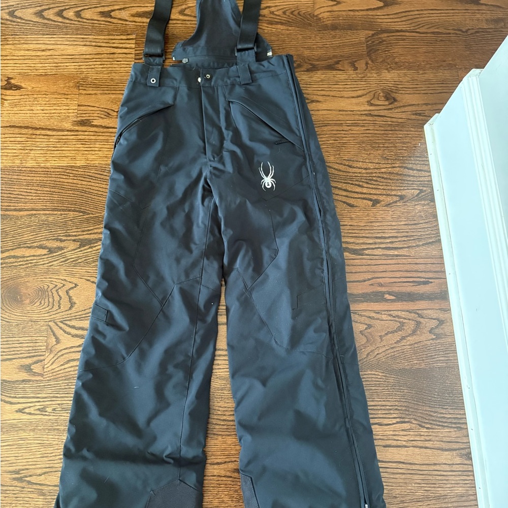 Spyder Boys Black Ski Bib with Logo